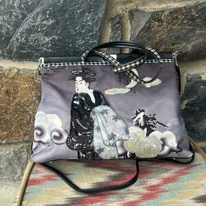 Isabella Fiore Embellished Asian-Inspired Satchel Purse | Sequin Art Bag